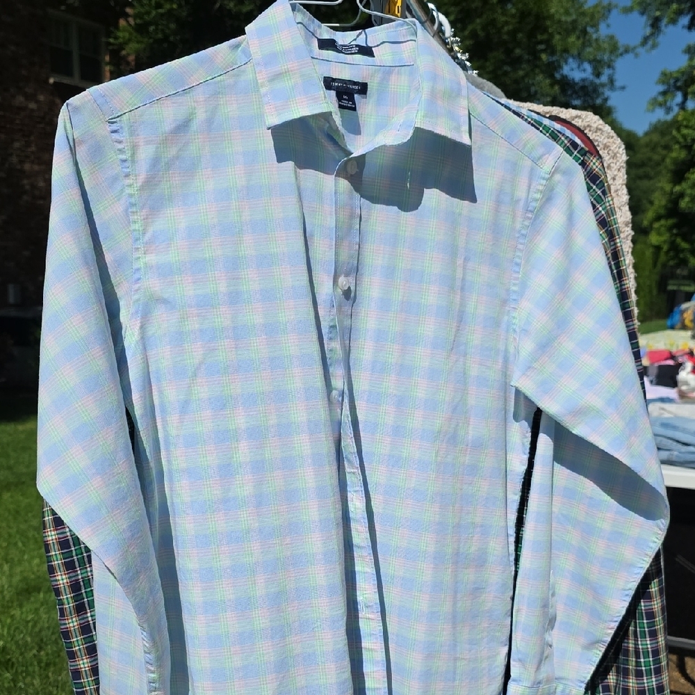 Tommy Hilfiger Pink and Blue Button Down Shirt